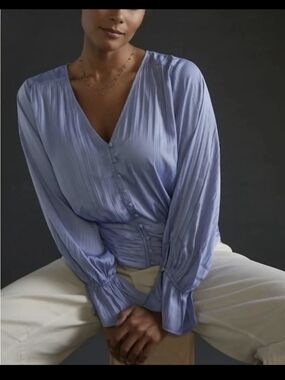 Anthropologie XS Blouse Long sleeve Periwinkle